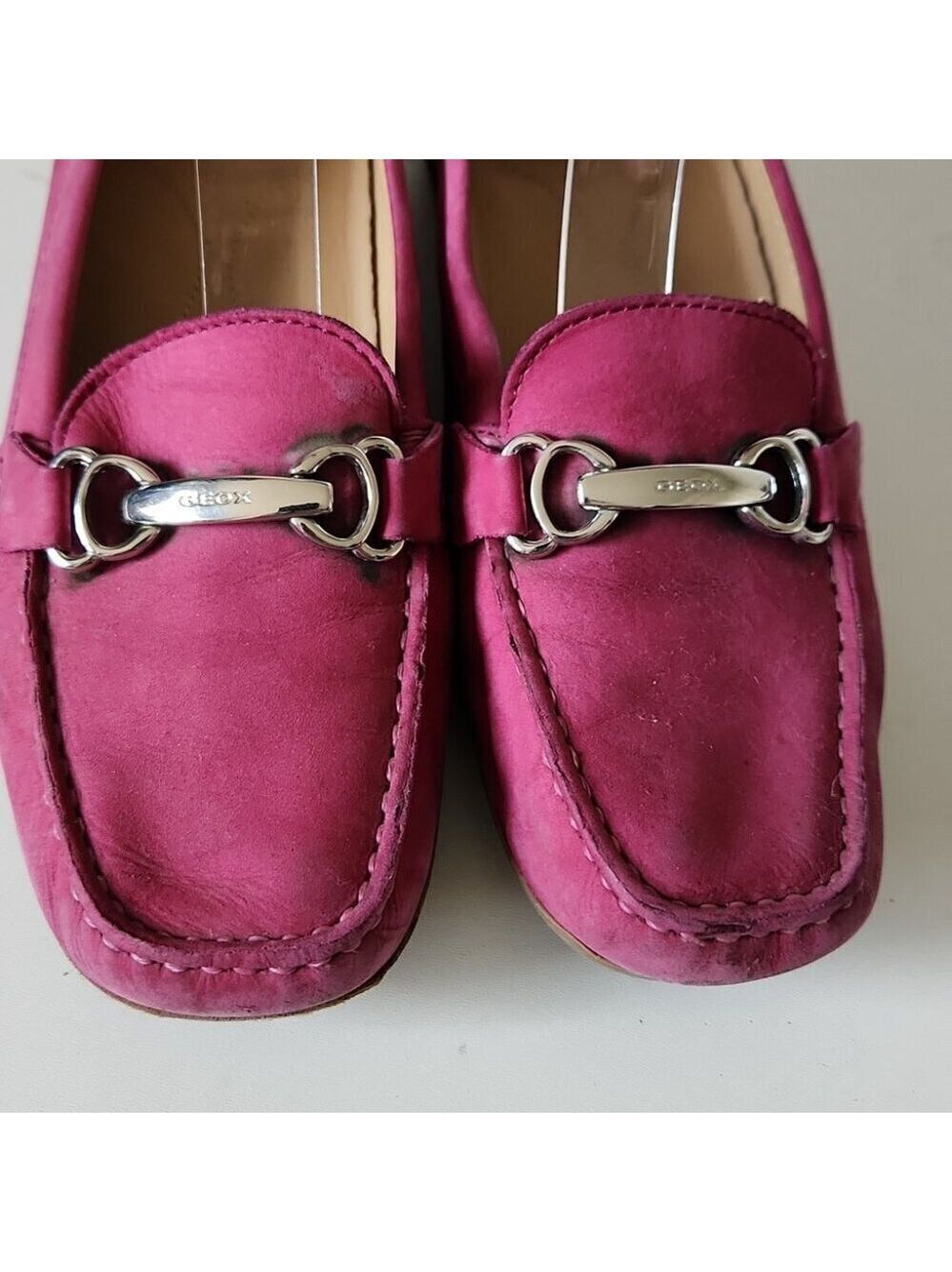 GEOX | Respira Fuchsia Pink Suede Loafers Sz 37 - Picture 3 of 7